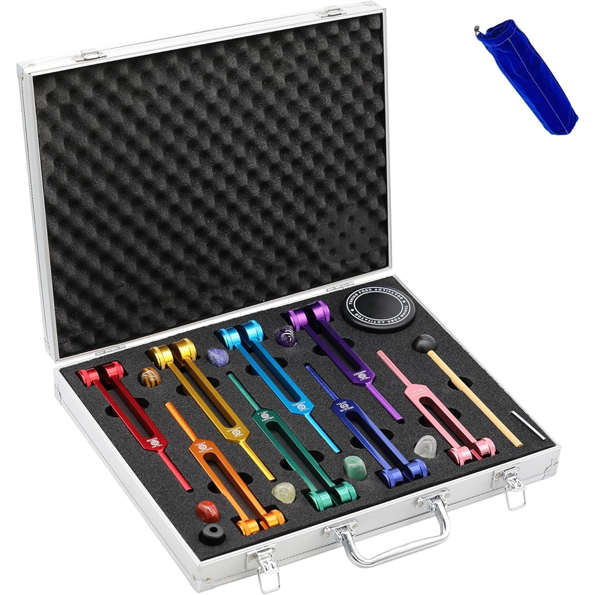 Chakra Tuning Fork Set Weighted Tuning Forks Healing Chakra Set Sound Healing Instrument Kit with Tuning Fork Activator for Chakra Healing Therapy DNA Healing Yoga Meditation