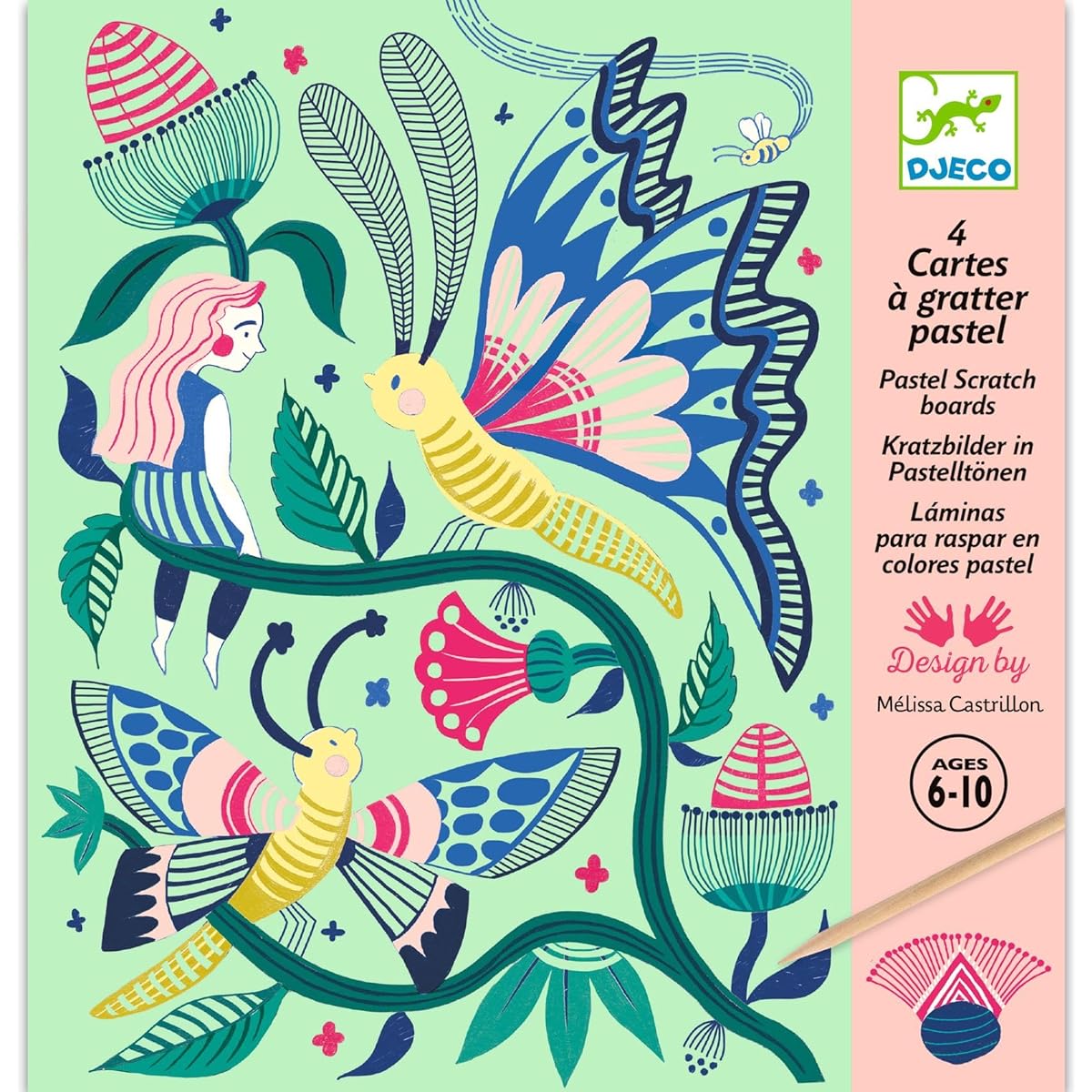 Djeco Scratch Card Art Kit - Fantasy Garden