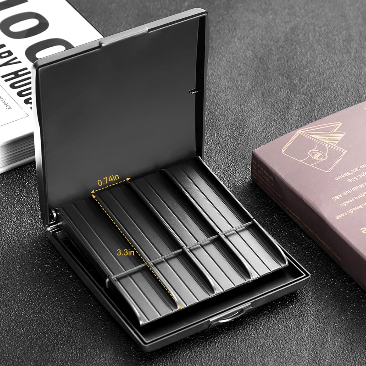 Reed storage case for clarinet reeds, alto tenor and soprano saxophone reed case, holds 8 pieces (black)