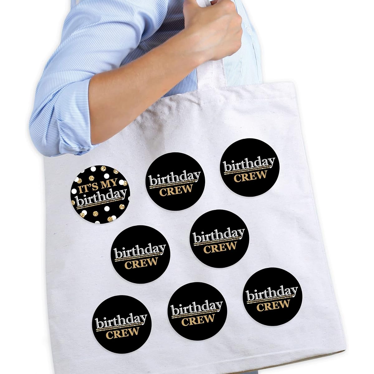 Big Dot of Happiness Adult Happy Birthday Gold 3" Birthday Party Badges Pinback Buttons Set of 8, Metal, No Gemstones.