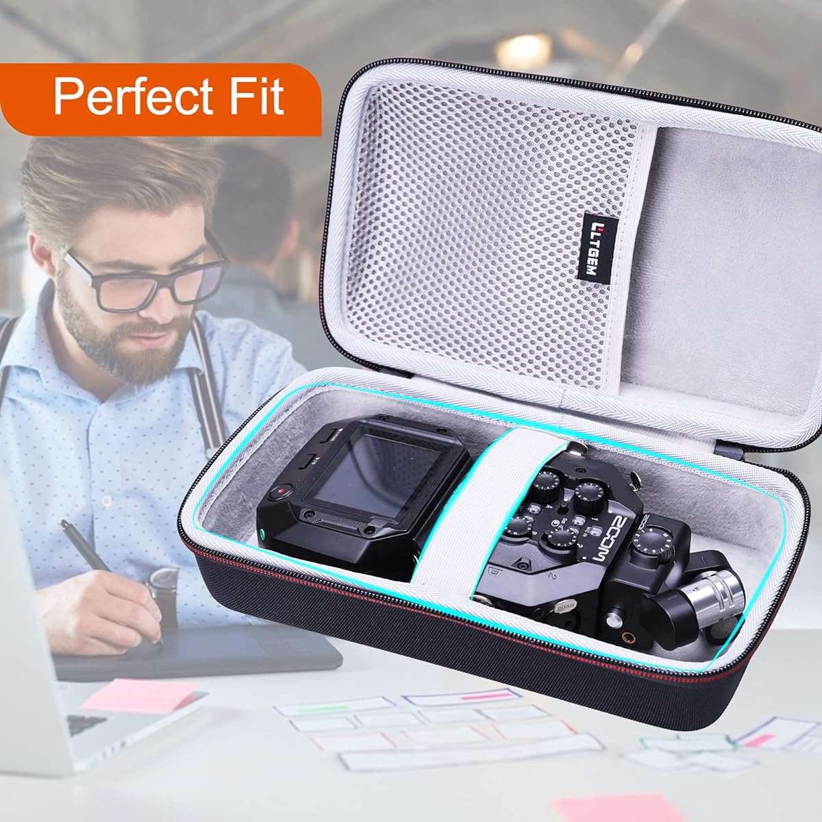 L LTGEM EVA Hard Case for Zoom H8 8 Input 12 Track Portable Handy Recorder - Travel - Protective Carry Storage Bag