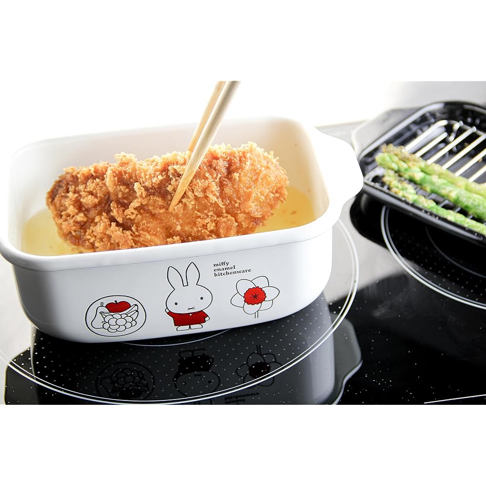 GoodPlus+ Emile Miffy Enamel (Square deep fryer 1.8L) [Acid and alkali resistant, no odor transfer] [Compatible with all IH heat sources] [Dick Bruna]