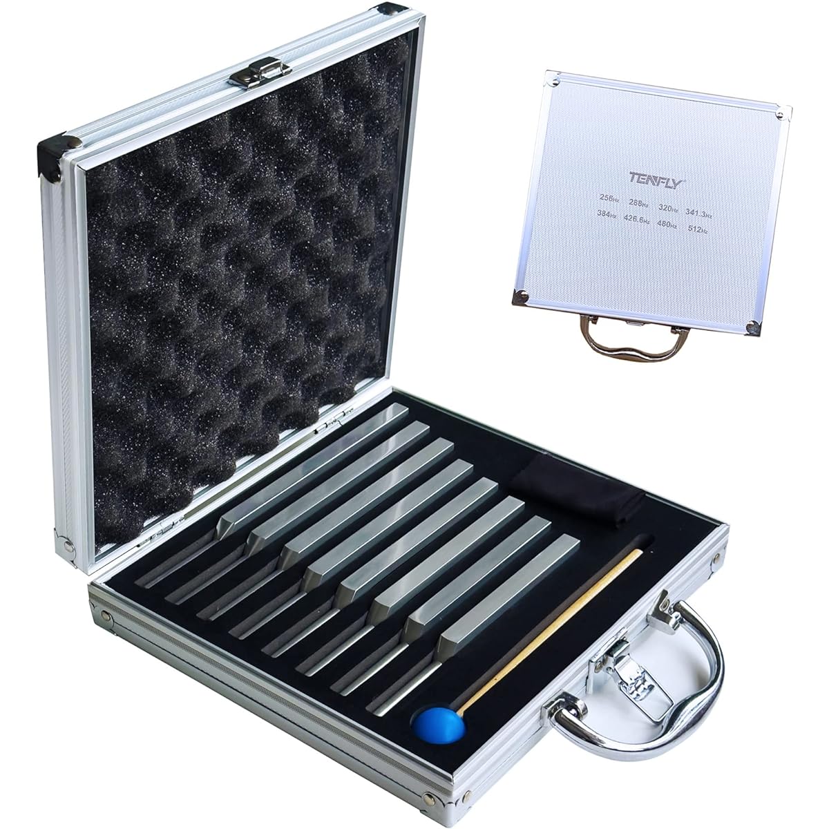 TENFLY Tuning Fork Set of 8 (256Hz, 288Hz, 320Hz, 341.3Hz, 384Hz, 426.6Hz, 480Hz, 512Hz) Tuning Fork Ideal for healing, chakra, and sound therapy Perfectly harmonizes body, mind, and spirit