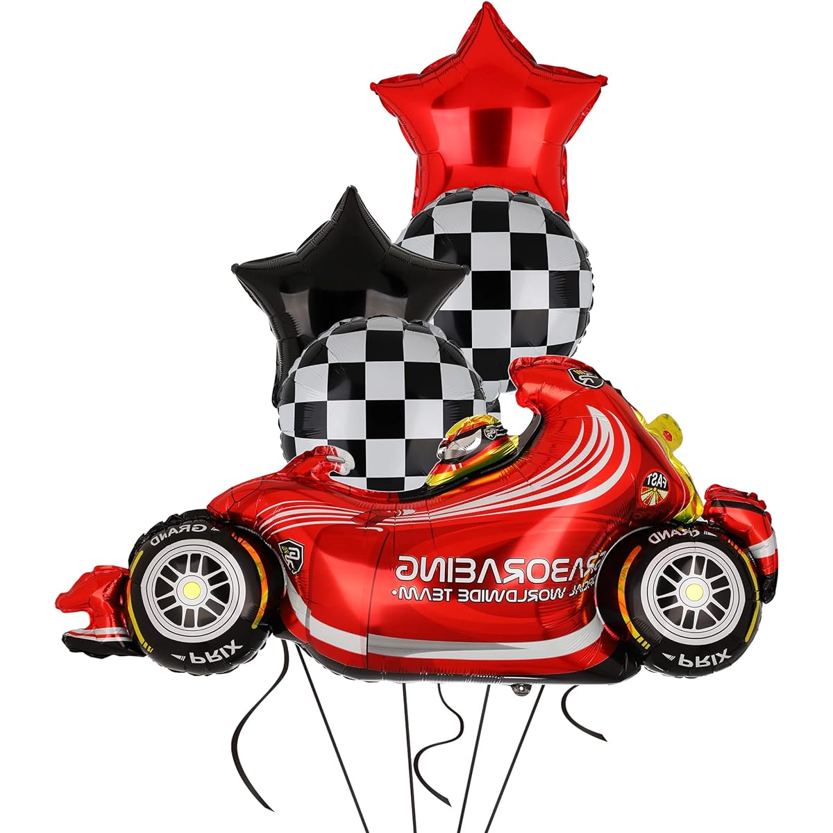 Race Car Balloons Tire Balloons Car Wheel Balloons Baby Shower Kids 2 Pieces Fast Race Car Theme Birthday Party Decoration Supplies Set of 5
