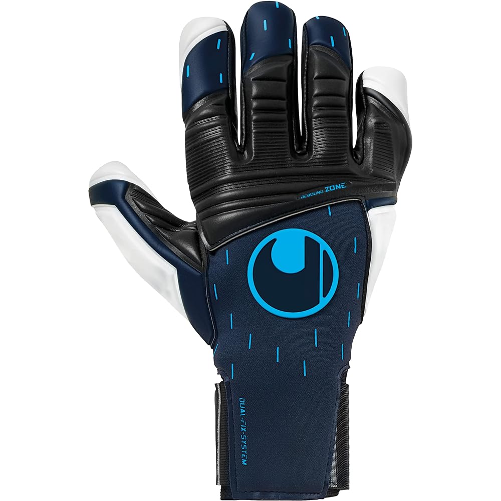uhlsport Match Soccer GK Keeper Gloves Speed Contact Avro Root Grip Half Negative 1011281 01 Navy x Black x Flow Blue