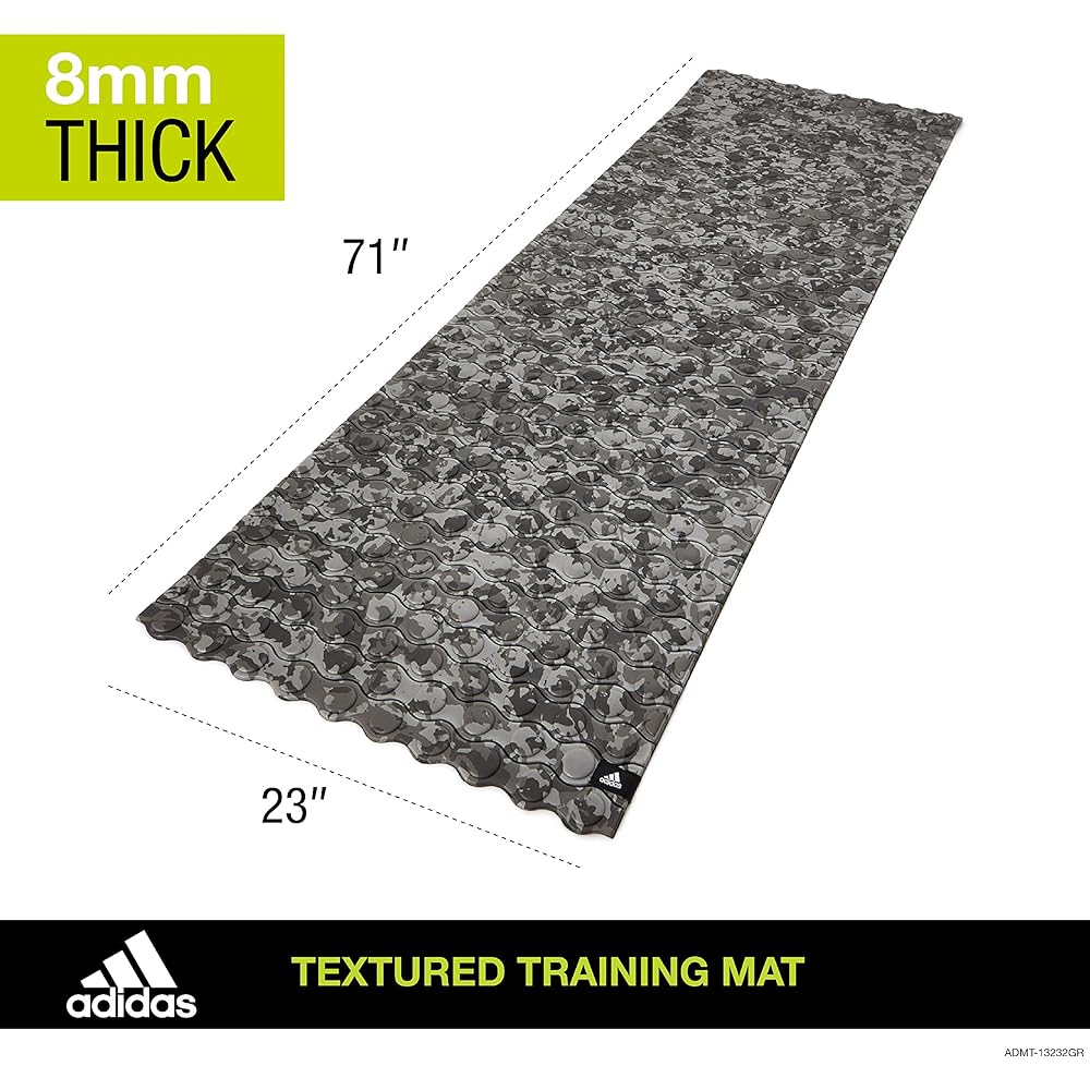 adidas Yoga Mat/Stretch Mat/Training Mat 8mm Dark Gray Camo Thick Carry Strap ADMT-12232GR