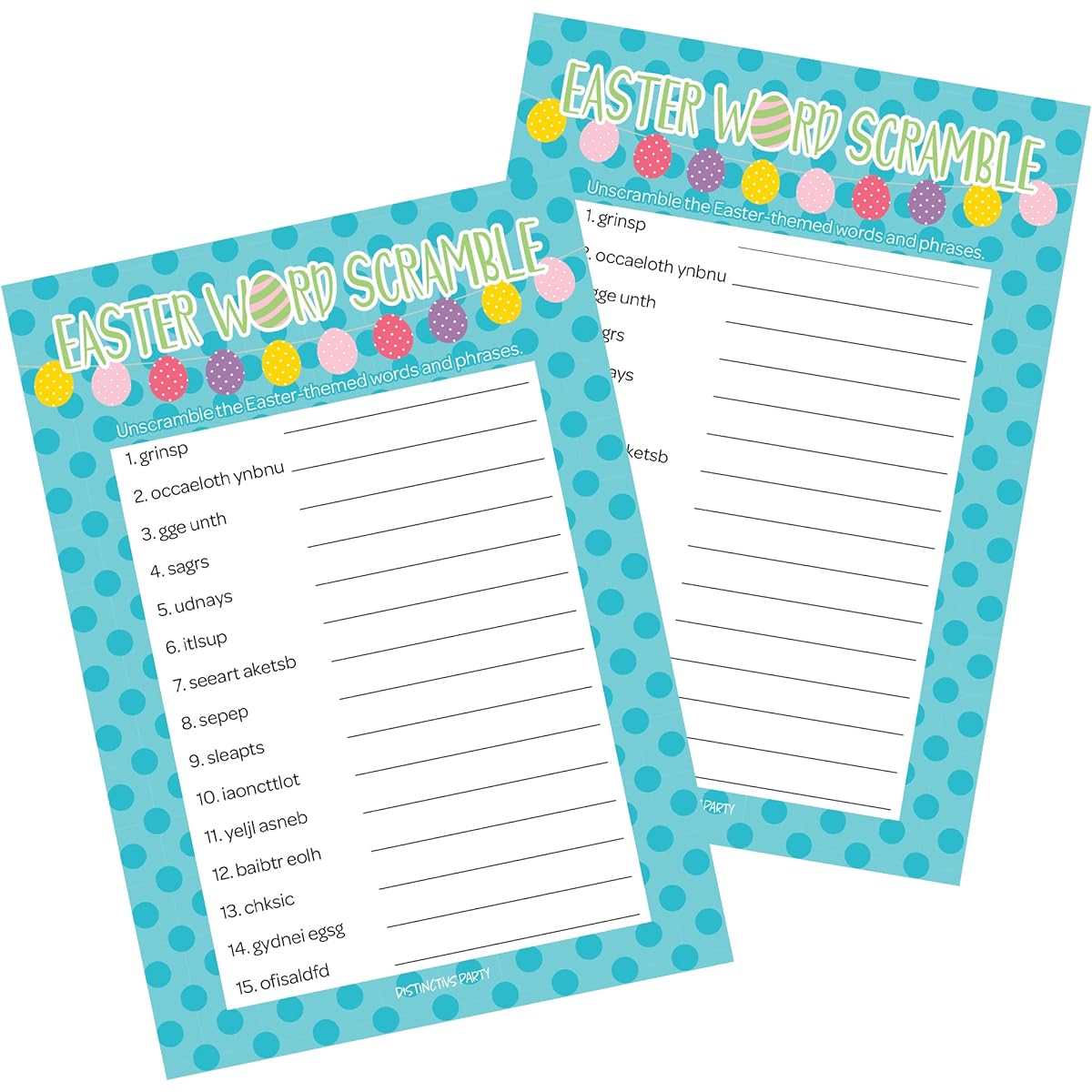 Easter Themed Word Scramble Classroom Party Game - 25 Player Cards