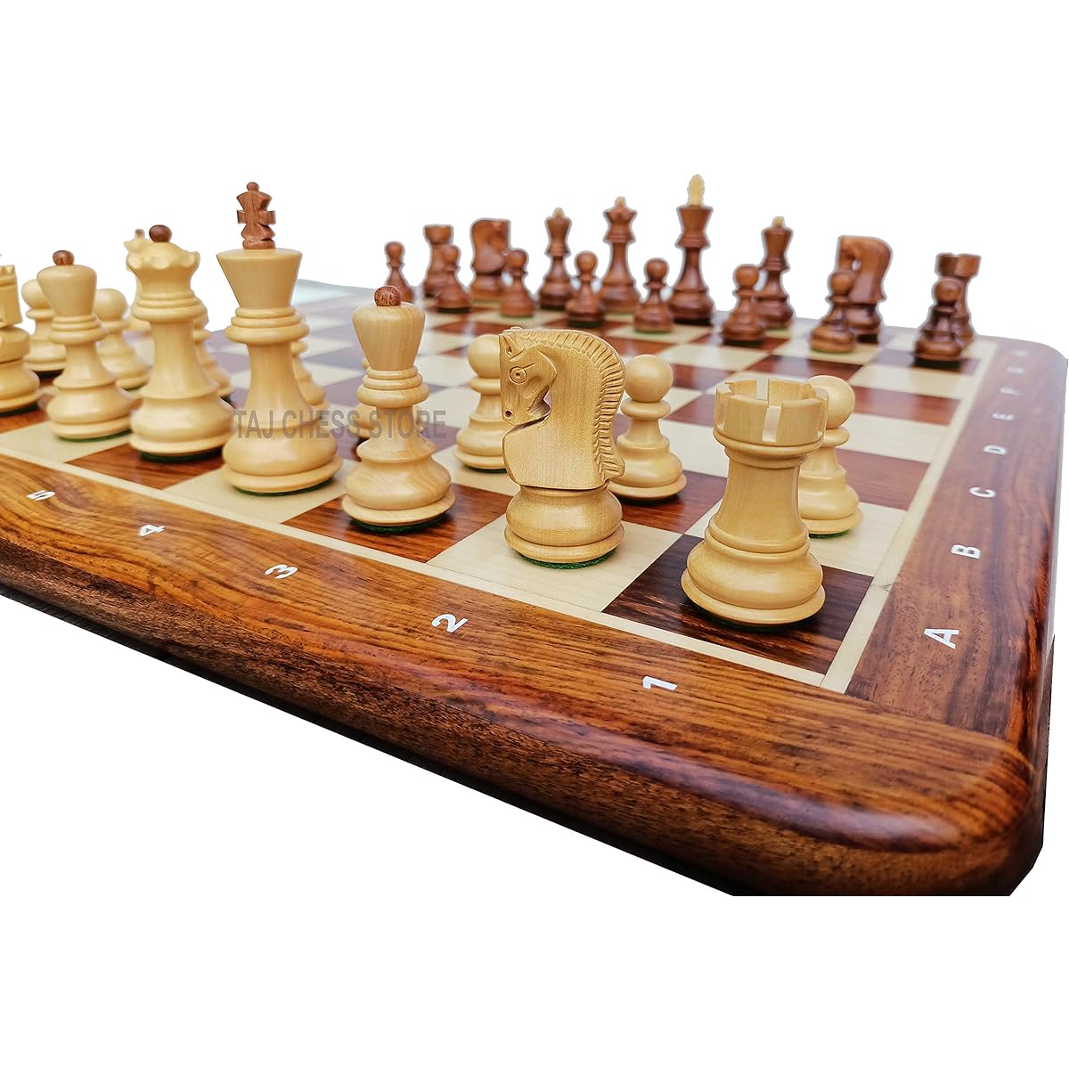 Tournament Russia Zagreb Chess Set | Handcrafted Wooden Weighted Chessmen, 17" Golden Rosewood Chess Board, No Algebraic Notation | Taj Chess Store