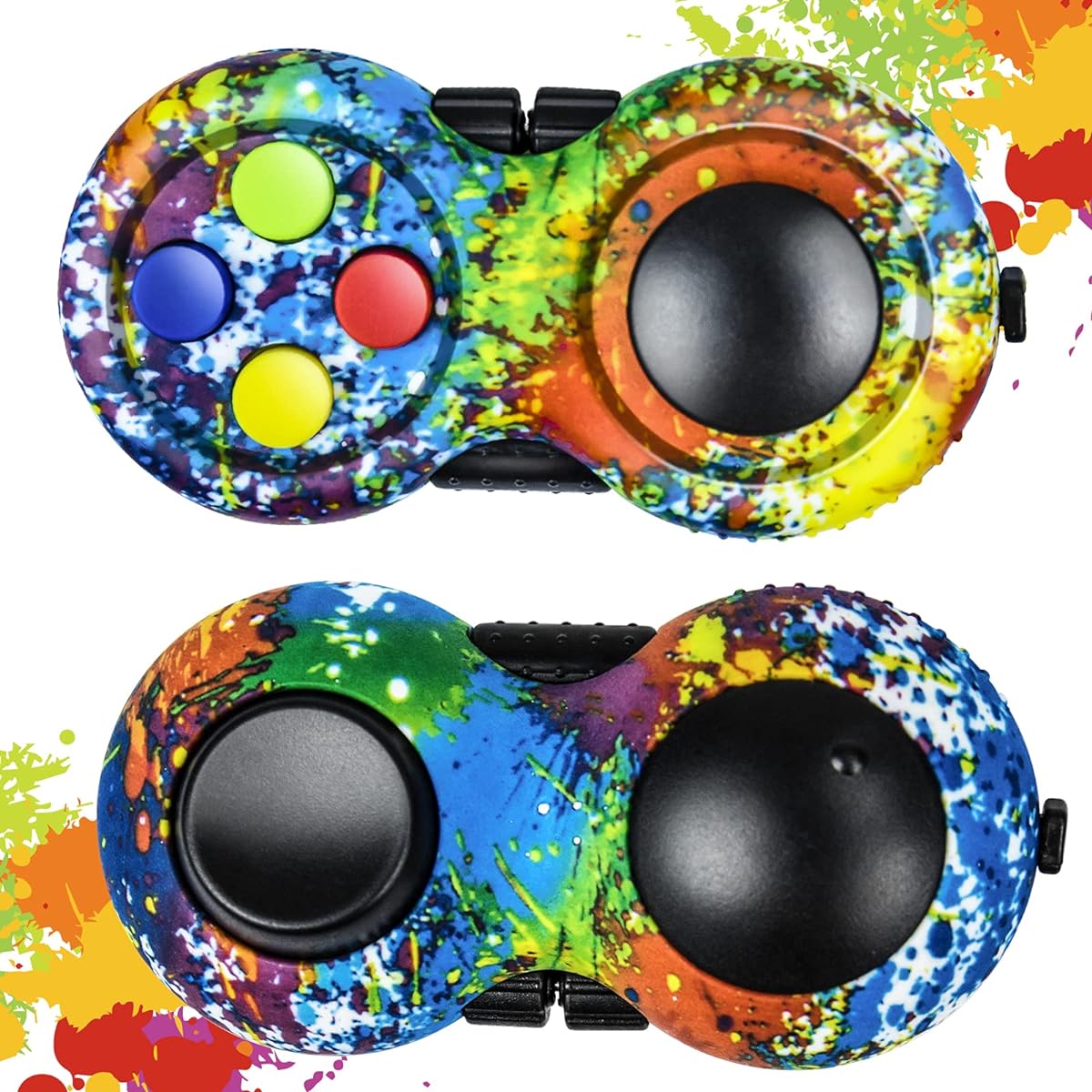 WTYCD Original Fidget Retro: Rubberized Classic Controller Gamepad Fidget Focus Toy with 8 Fidget Functions and Straps, Great for Stress Relief (Colorful/Purple)