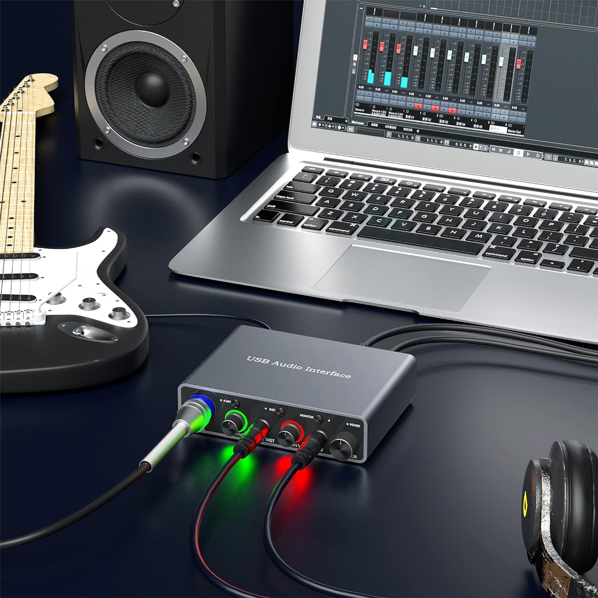 Wrugste USB Audio Interface SOLO Gray +48V Phantom Power for Recording Podcasting and Streaming Ultra Low Latency Plug and Play XLR Audio Interface No Software