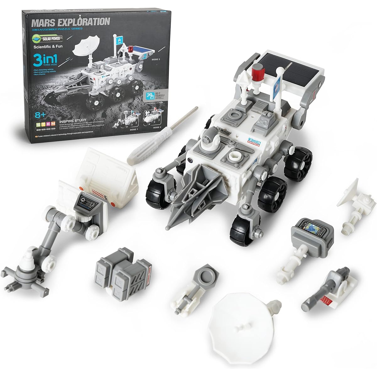 Boley STEM Space Toys Solar Powered Space Toy 3-in-1 Mars Exploration Set for Ages 8+