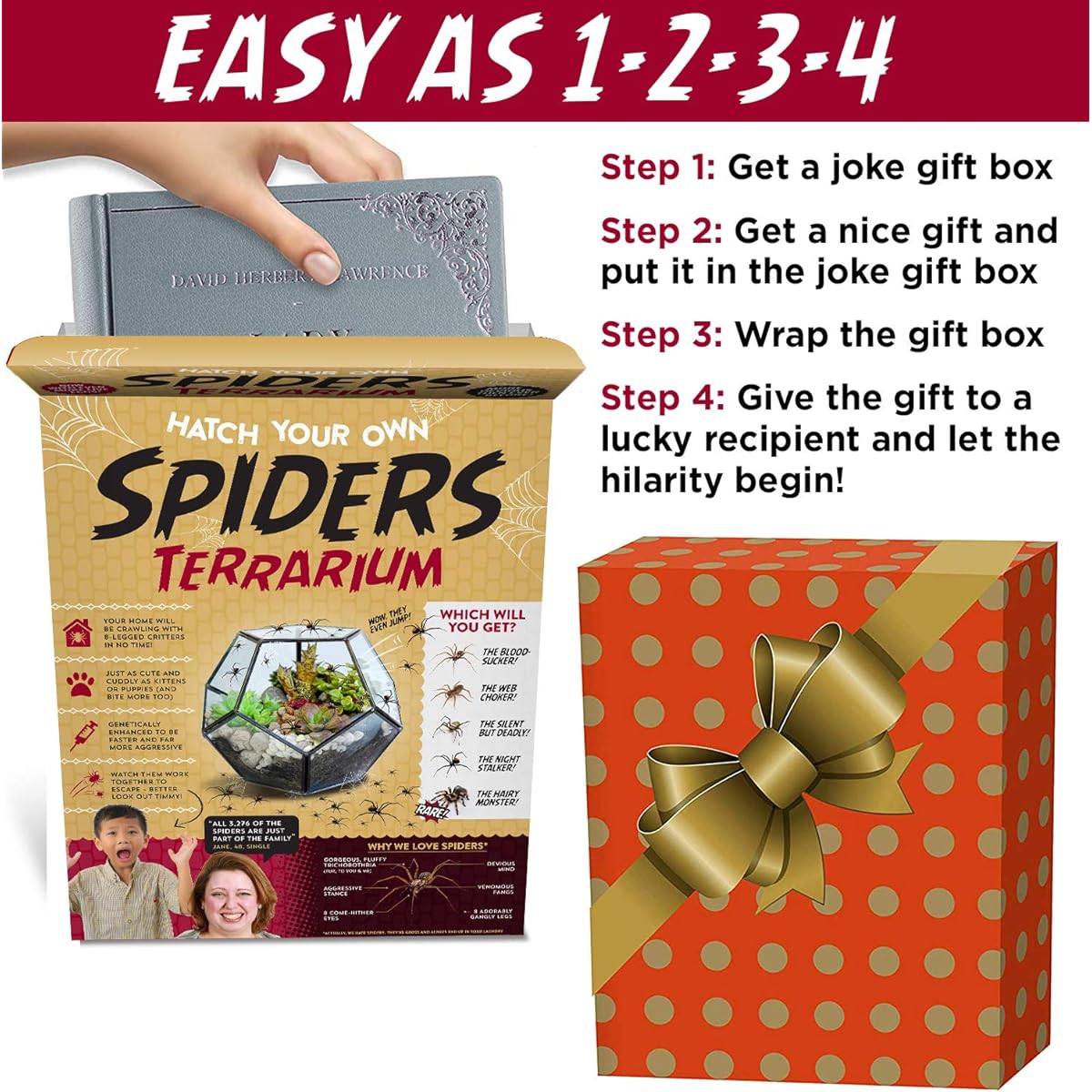 Seymour Butz Prank Gift Box Hatch Your Own Spider - Great Gag Gift Funny White Elephant Idea