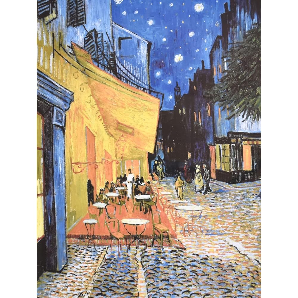 Sunny Town Gallery Painting Framed Van Gogh "Night Cafe Terrace" Framed [String and hook included] (F4 (frame outside size 42 x 34 cm))