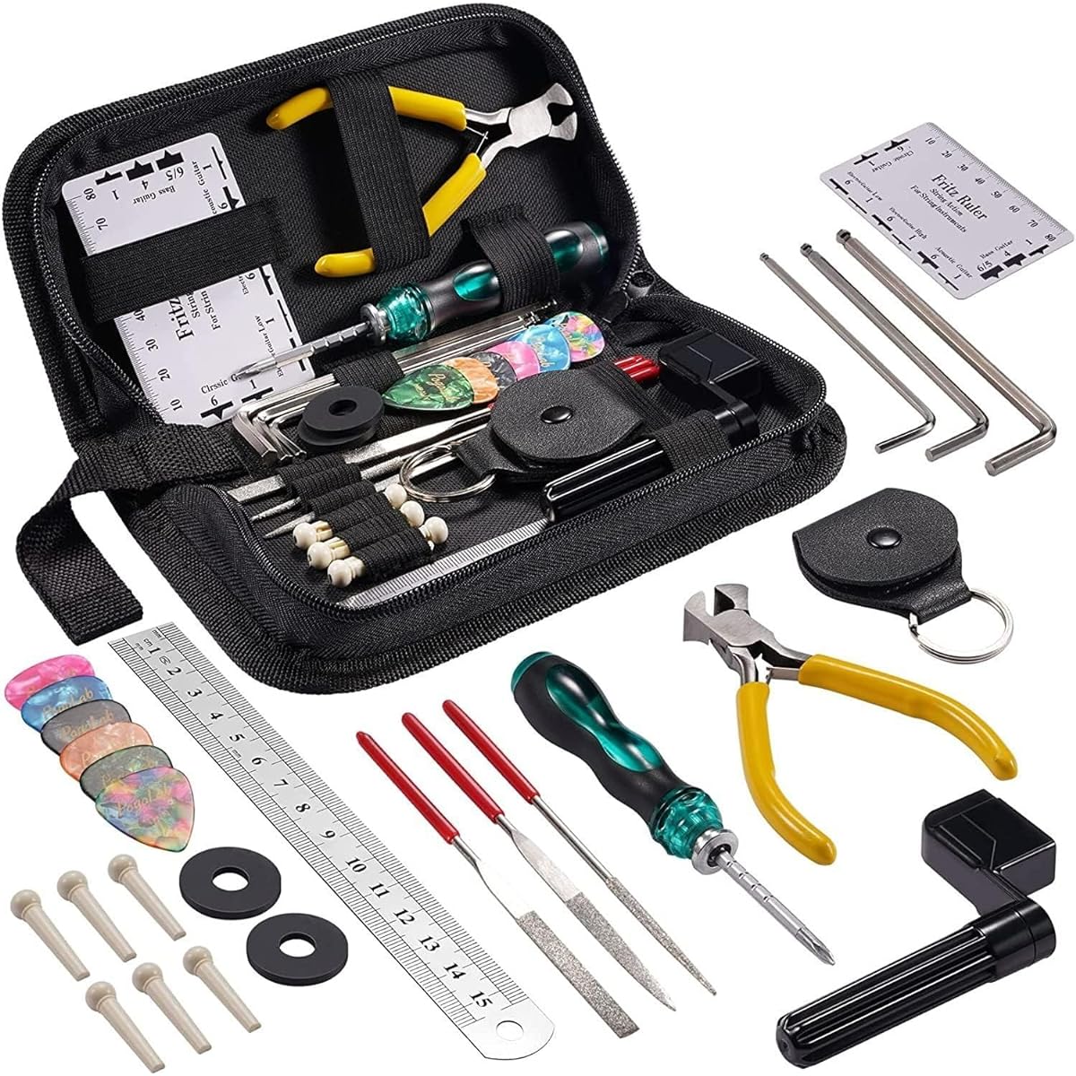 Pogolab 31 Piece Guitar Maintenance Tool Kit Guitar Repair Tool Kit with Carrying Bag for Guitar Ukulele Bass Mandolin Banjo Great Gift WO
