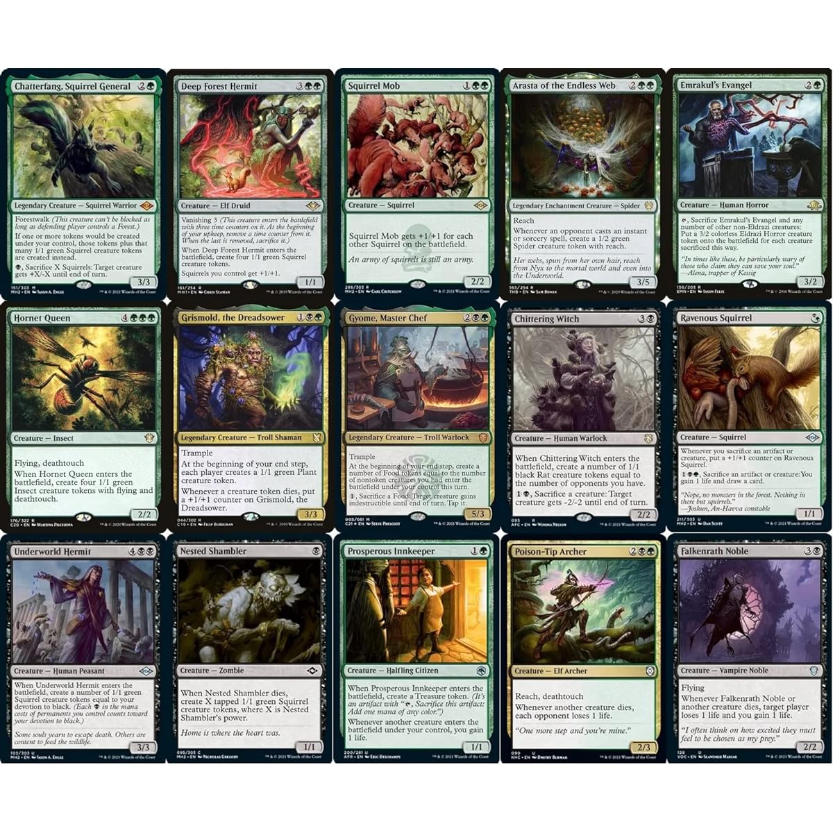 Elite Squirrel / Token Commander Deck - Chatterfang - Golgari - Black Green - EDH - 100 Cards - Custom Magic The Gathering Deck - Very Powerful!