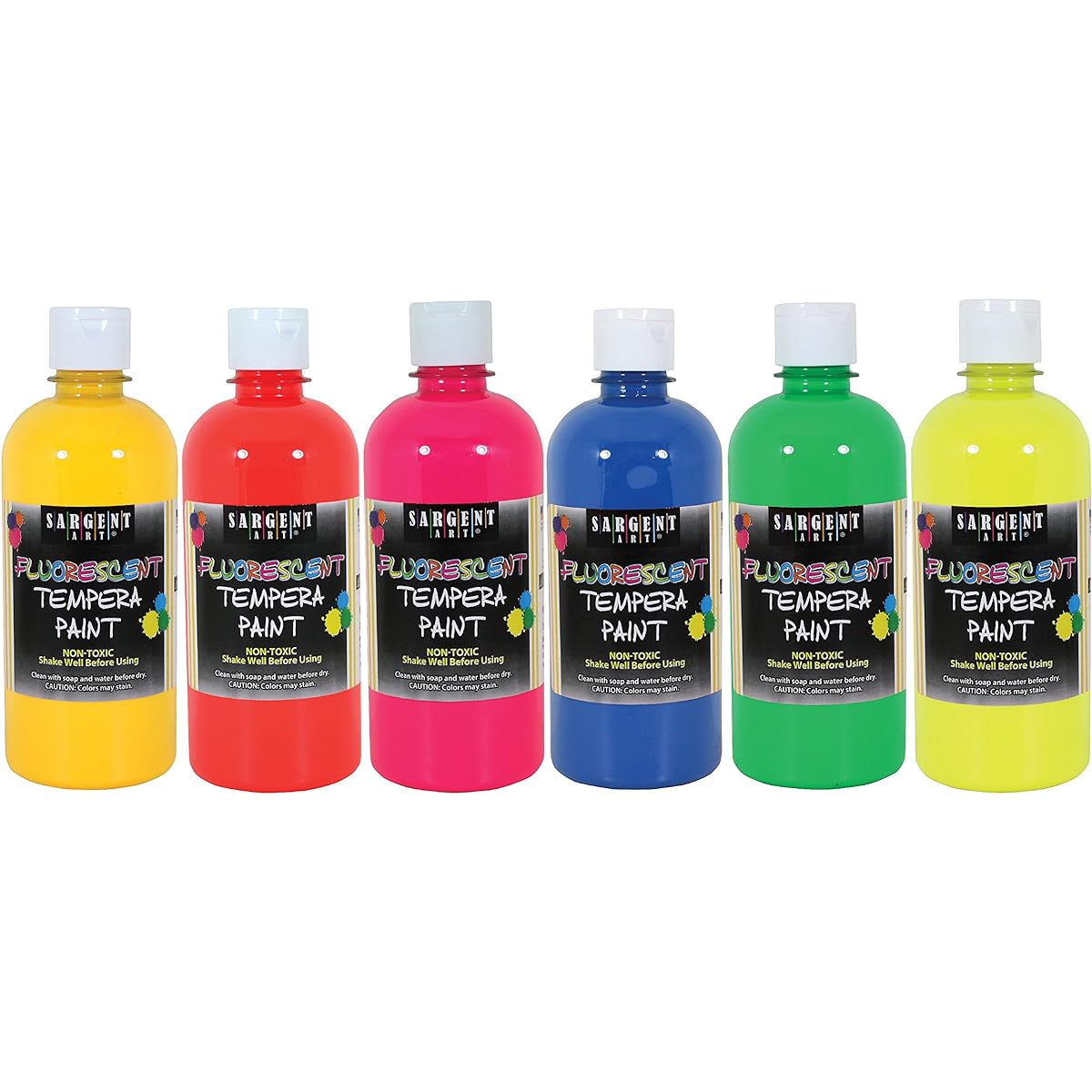 Sargent Art 17-5700 16 oz. Fluorescent Tempera Paint Set