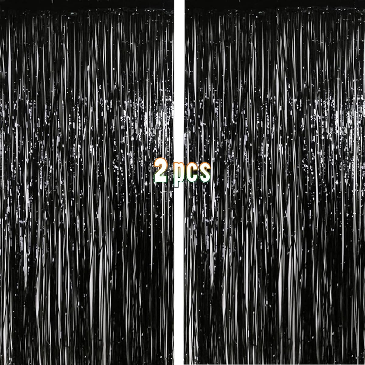 Black 2 Pack Fringe Curtains Party Decorations Backdrop Curtains for Party Photo Booth Background Wedding Birthday Baby Shower Christmas New Year Halloween Party Decorations (3.3 x 6.6 ft)