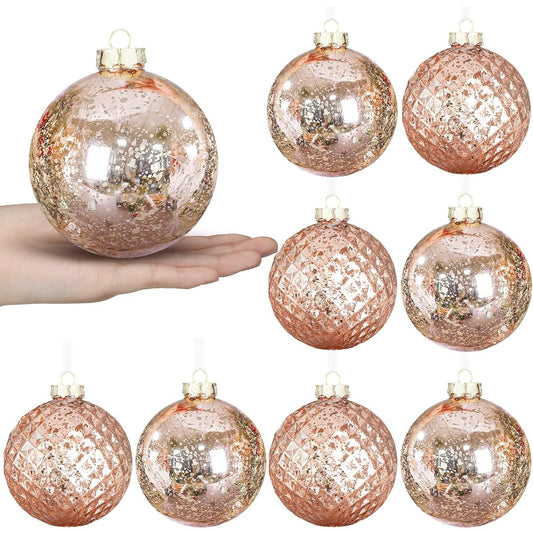 Syhood 8pcs 4" Large Christmas Balls Shatterproof Christmas Tree Decorations Ornaments Hanging Christmas Tree Ornaments for Birthday Valentine's Easter Wedding Holiday Decorations (Rose Gold)