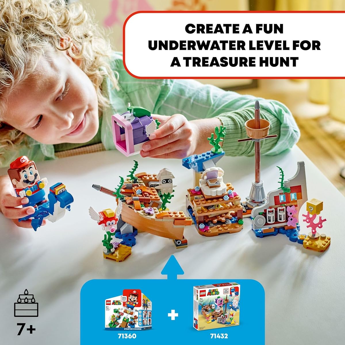 LEGO Super Mario Dory's Sunken Shipwreck Adventure Expansion Set Super Mario Collectible Toy for Kids with Cheep Cheep Chipchum and Blooper Figures Great Gift for Boys Girls Gamers 71432