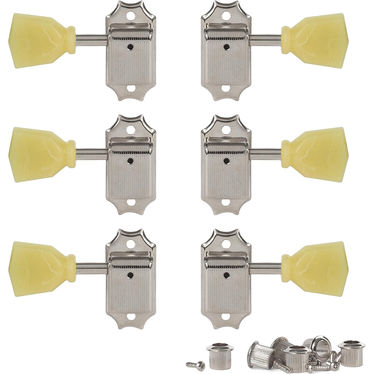 Golden Age Vintage Keystone Style 3 Left + 3 Right Tuning Machine for Solid Peg Head Nickel