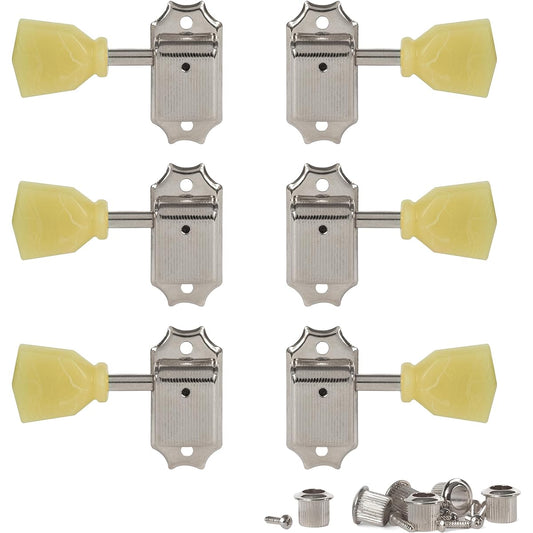 Golden Age Vintage Keystone Style 3 Left + 3 Right Tuning Machine for Solid Peg Head Nickel