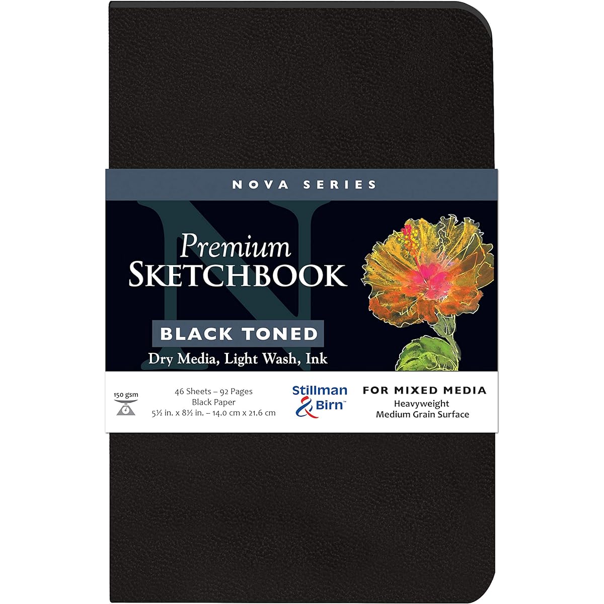 Nova Softcover Sketchbook, Black, 14cm x 22cm