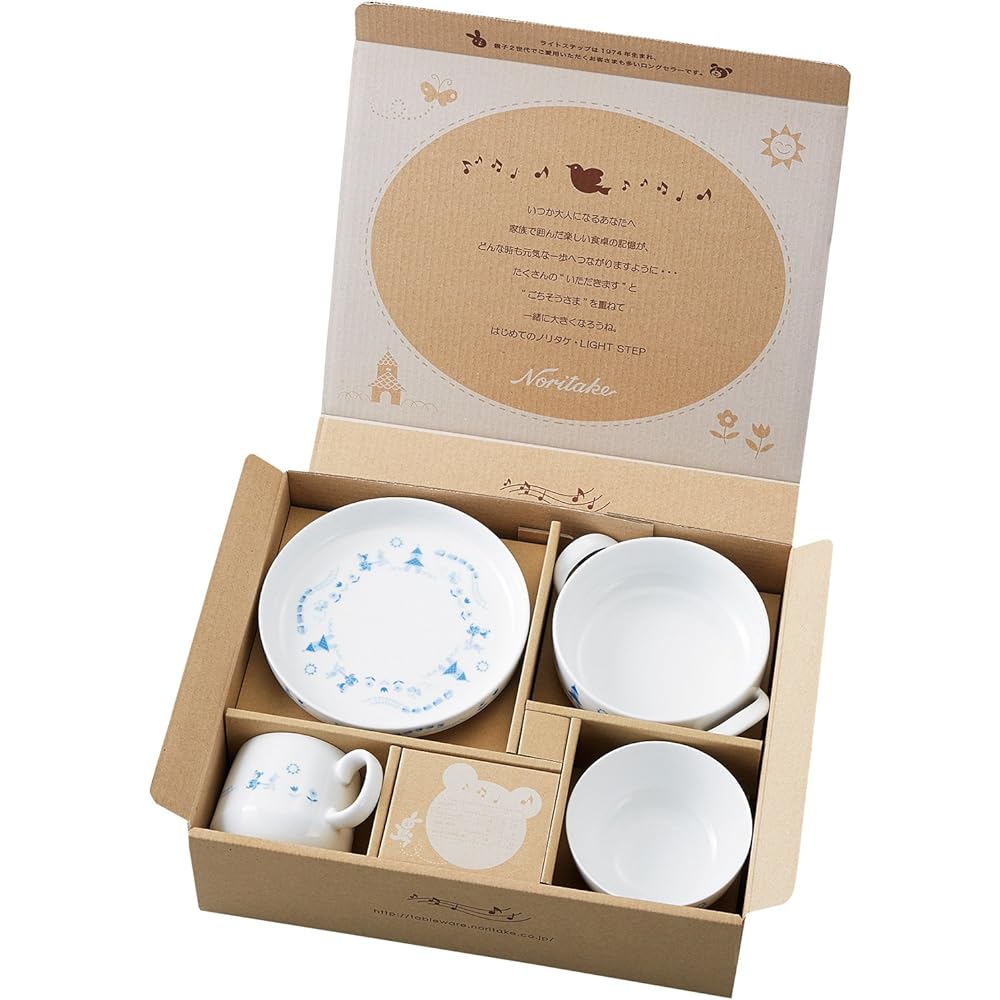 Noritake Plate & Handheld Bowl & Rice Bowl & Mug Set Plate: 16cm 300cc Bowl: 16cm 370cc Rice Bowl: 230cc Mug: 245cc Light Step Microwave Safe Dishwasher Safe 4 Pieces Blue Fine Porcelain (Reinforced Porcelain) Y4817/5002R