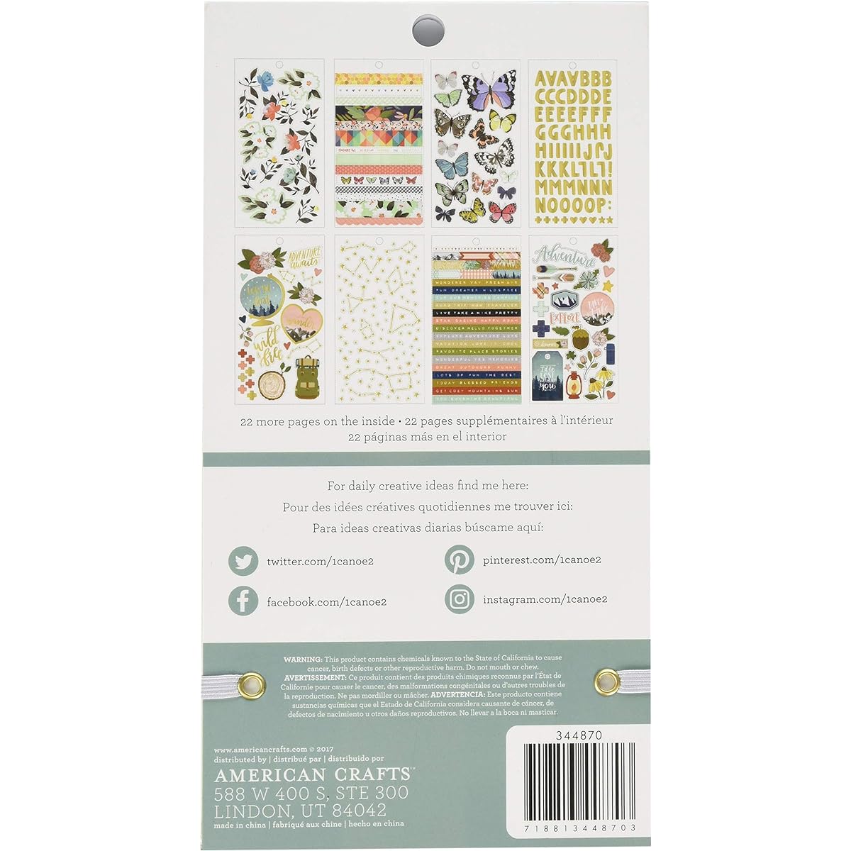 American Crafts Book Stickers and Bling - One Canoe Two - Gold Foil - 30 Sheets 344870