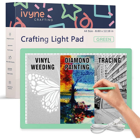 iVyne Corded Light Pad for Weeding Vinyl, A4 Light Box, Light Board for Tracing and Drawing, Tracing Light Box for Diamond Painting, Weeding Vinyl, Sketching, Tracing (Green)