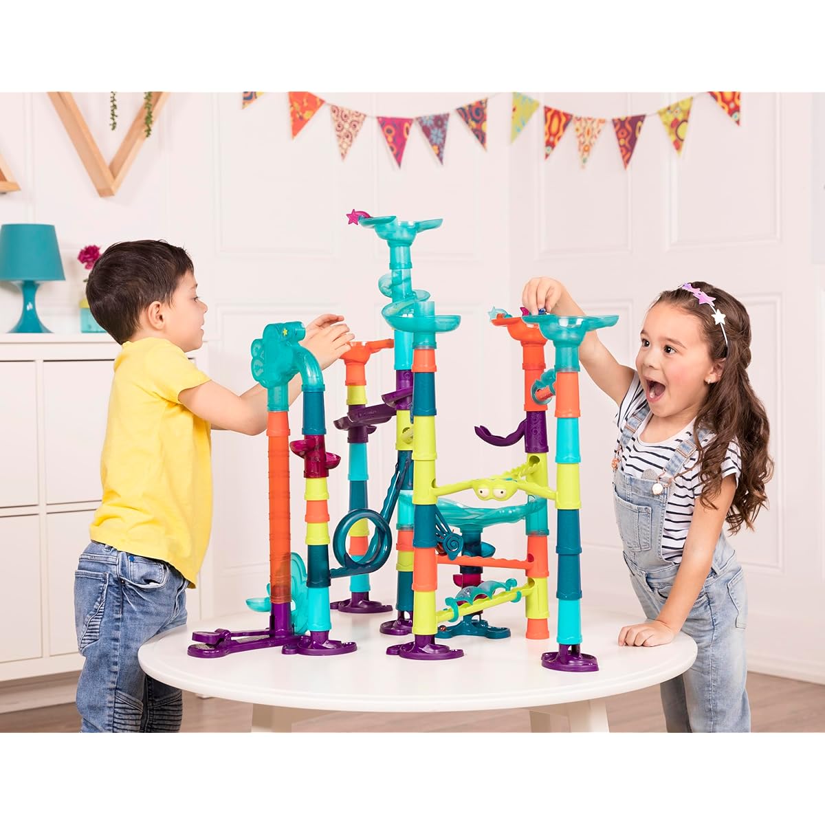 B. Toys - Marble-Palooza - 62-Piece Marble Run Toy with Lights & Sounds - BPA Free Stem Toy Marble Track Ages 3+ (62-Piece)