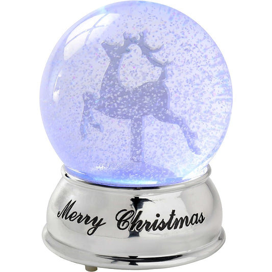 WeRChristmas Reindeer Colour Changing Snow Globe Christmas Decoration, 13cm - Multicolour