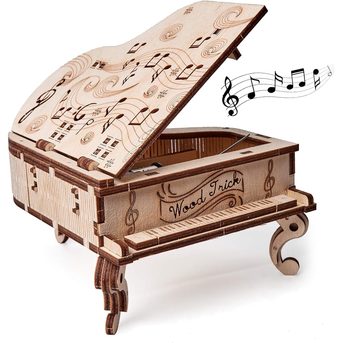 Wood Trick Grand Piano 3D wooden puzzle with music box / wooden model
