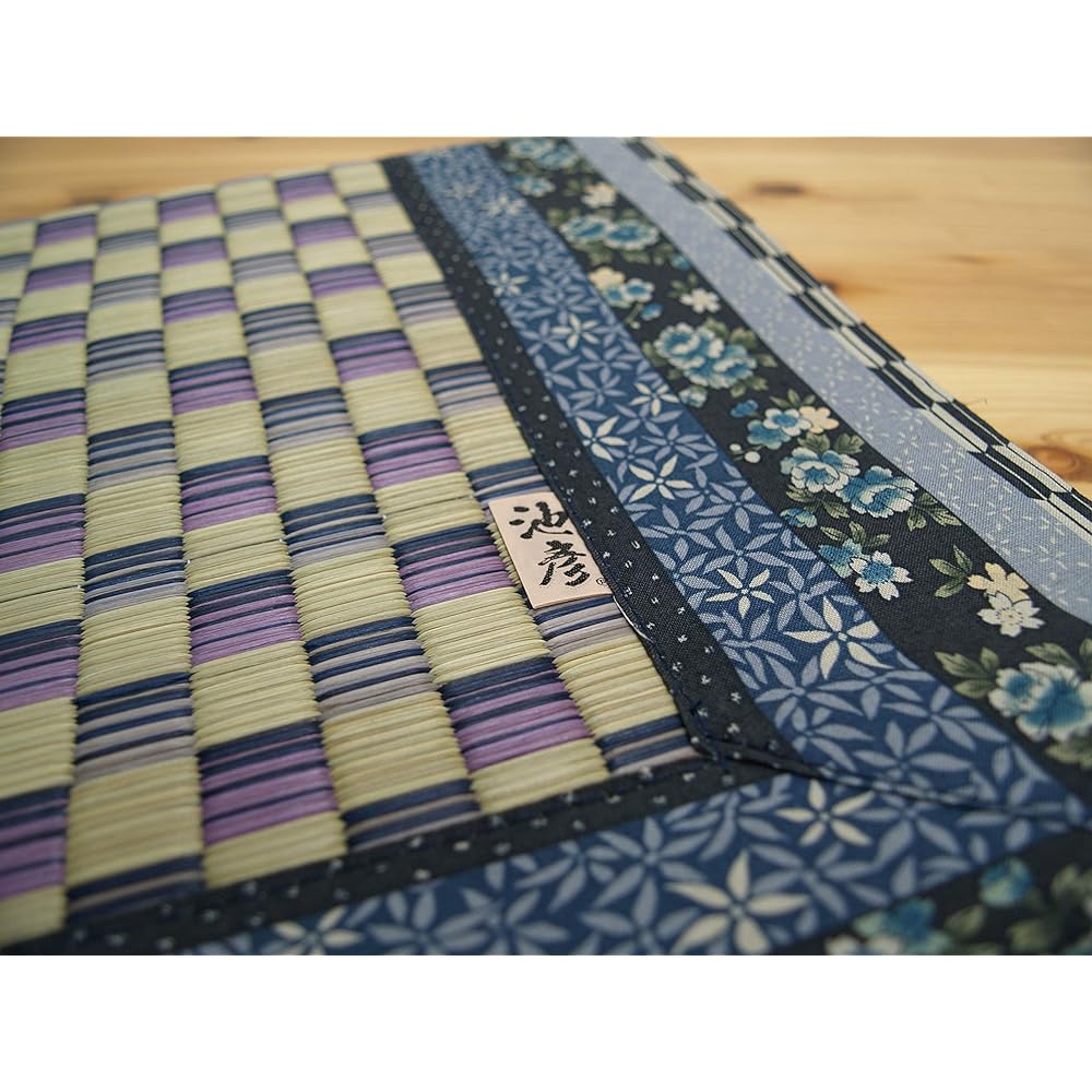 Ikehiko Igusa Rug Hanagoza Carpet 3 tatami mats made in Japan "Karen" Blue Edoma 3 tatami mats (approx. 174 x 261 cm) #4124803