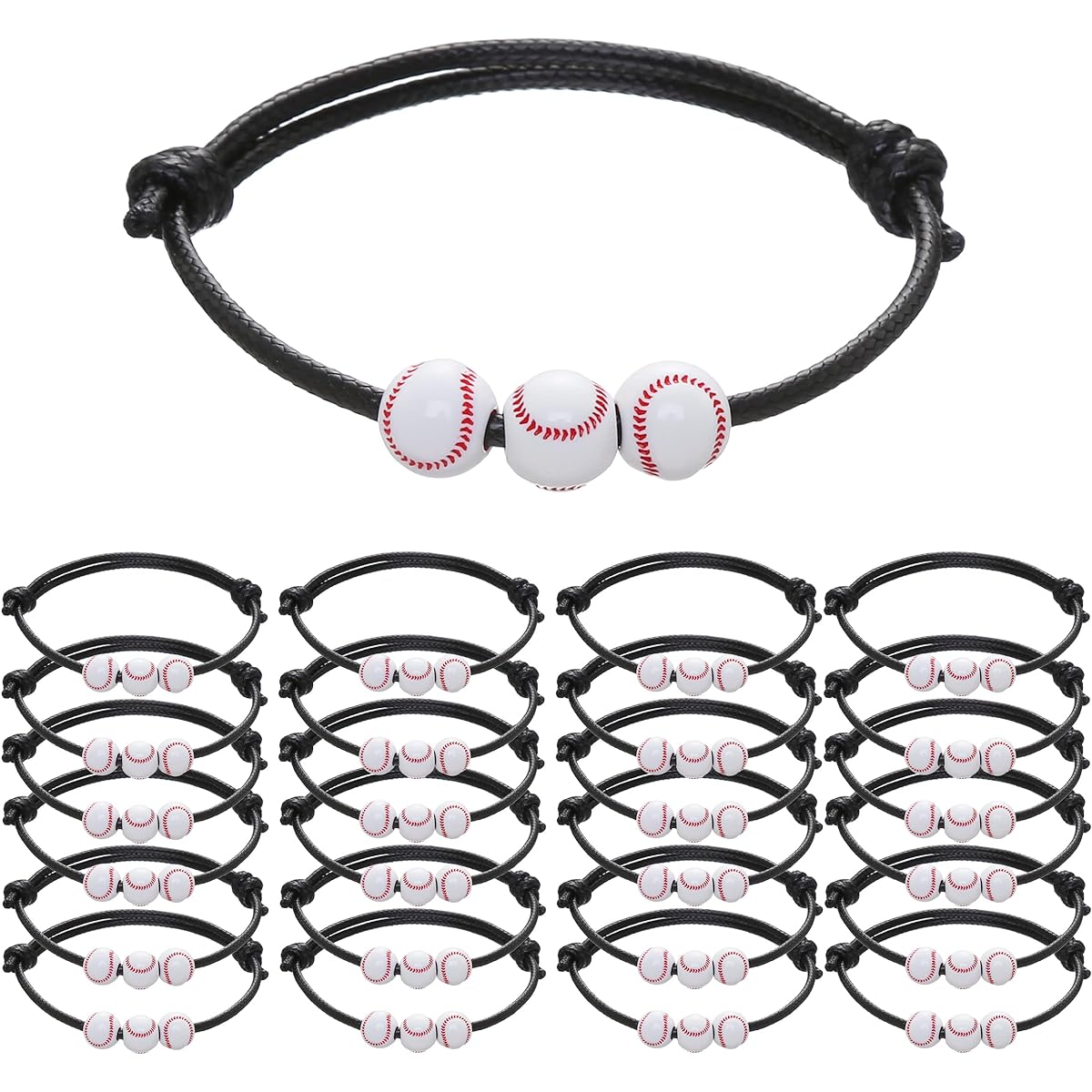 24pcs Ball Charm Bracelets for Women Girls Basketball Party Favors, Adjustable Inspirational Sports Ball Charm Bracelets Basketball Party Supplies for Women Teens