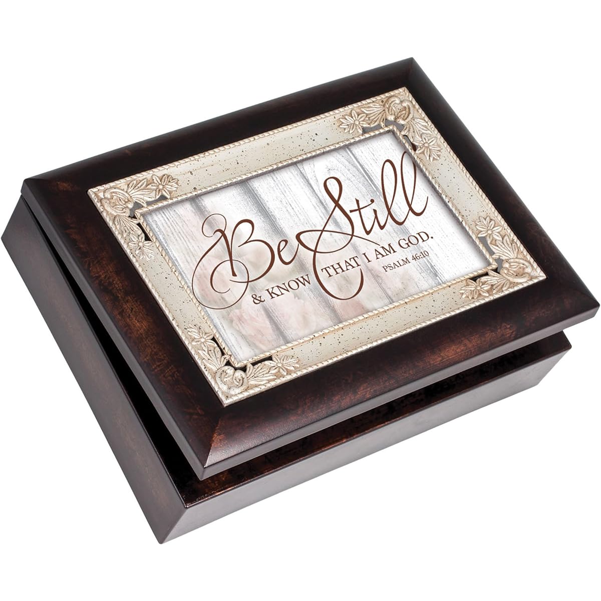 Be Still Know That I Am God Burlwood Italian Style Music Box Plays Amazing Grace