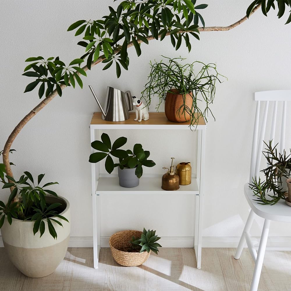 HEIAN SHINDO Laundry Side Rack Wood Grain Matte White with Adjuster Width 20 x Depth 50 x Height 70cm HSR-6WH