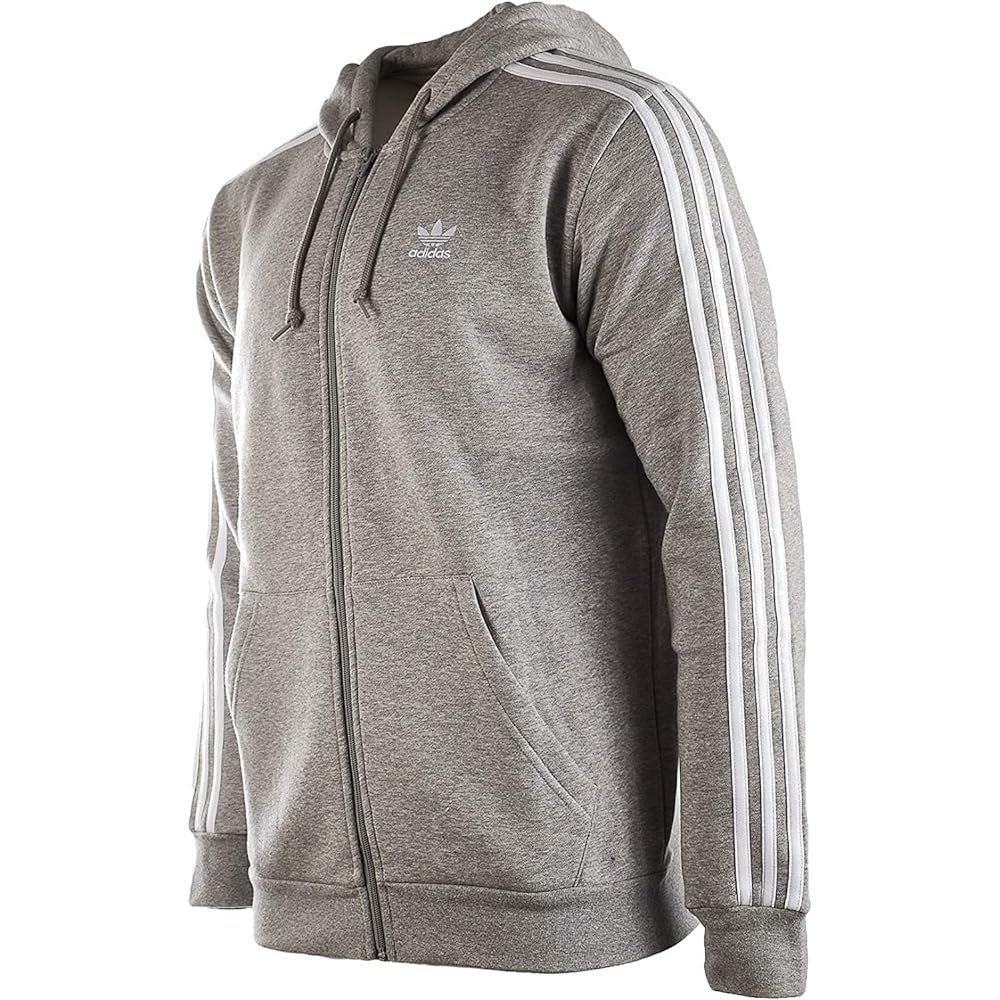 adidas Originals 3 STRIPES Full Zip Hoodie Fleece French Terry Sweat Parka M (167-173cm) Domestic Genuine Product FUD00 Medium Gray Heather