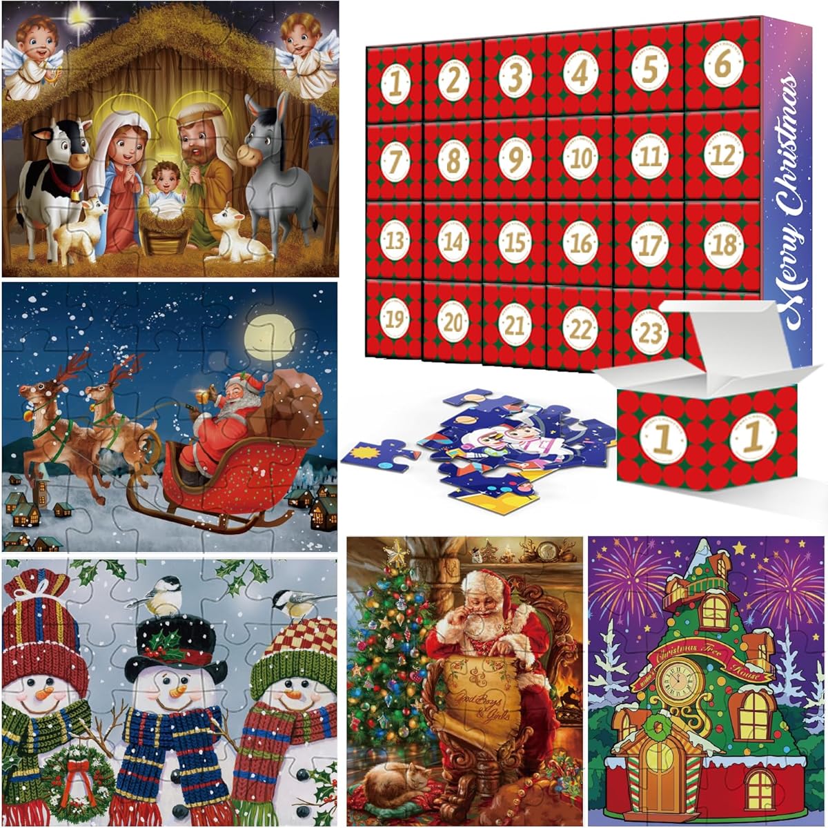 Advent Calendar 2023 24 20 Piece Jigsaw Puzzle Countdown Daily Surprise Puzzle Advent Calendar for Kids Toddlers Boys Girls Teens Christmas Gifts Ages 3 4 5 6 7 (M8)
