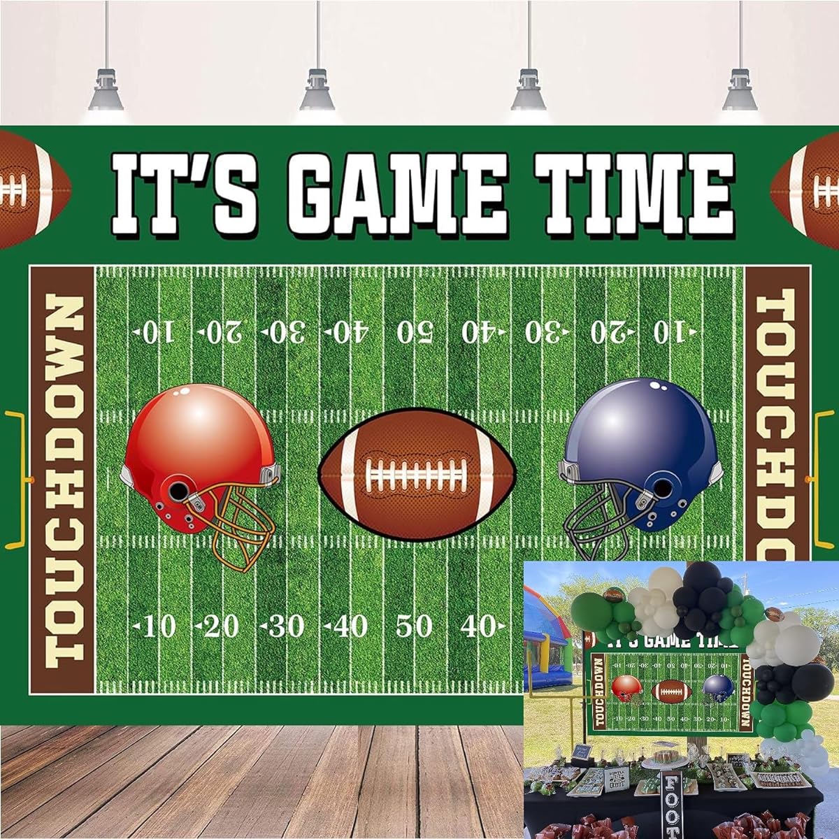 Football Backdrop It's Game Time Party Backdrop Football Birthday Banner Touchdown Football Party Decorations Boys Birthday Party Backdrop 8x6ft