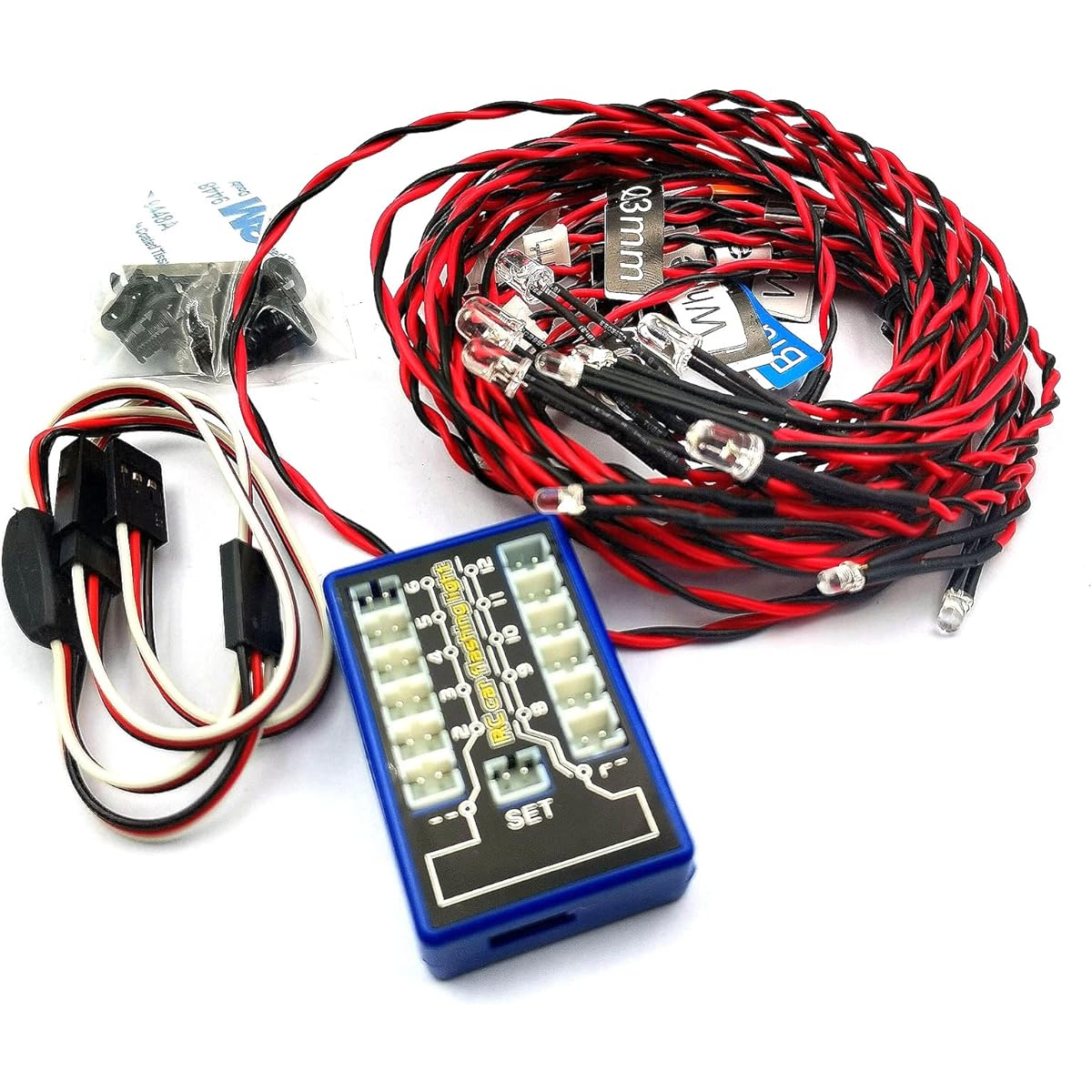 DEVMO RC Car Headlight Taillight RC Truck LED Light Flashing Light Lamp 12LED 5 Operation Modes for 1/10 RC Truck Crawler Off-Road Sports Racing