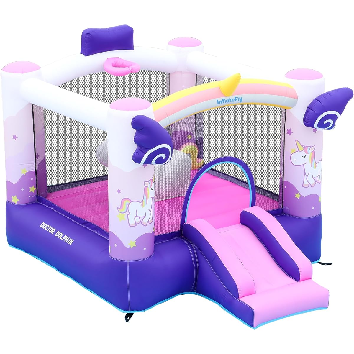 Inflatable Unicorn Bounce House with Slide and Basketball Hoop for Kids 3-12 Years Old Inflatable Jumping Bouncy Castle for Outdoor & Indoor Use with Blower