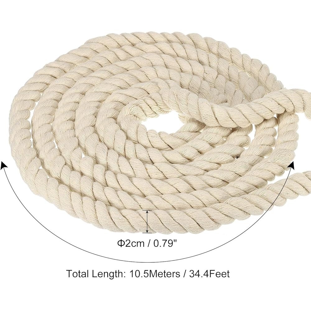 PATIKIL 34 Feet Tug of War Rope for Adults and Teens, 3 Braided Natural Cotton Rope with Flag for Yard Games and Team Building Activities, Beige Color