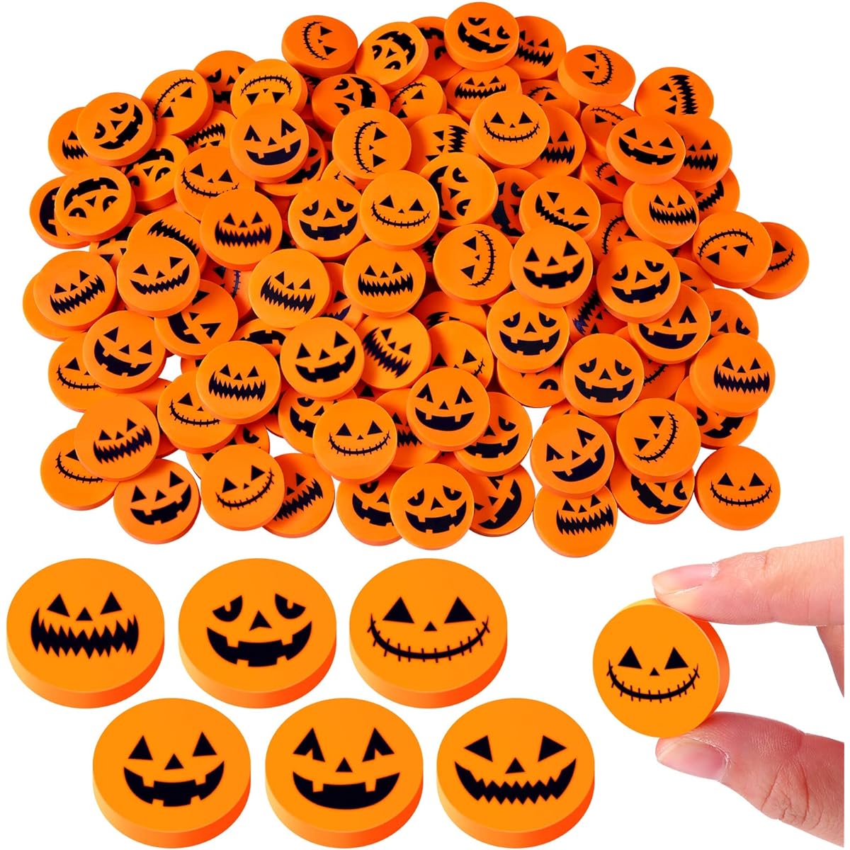 Halloween Pumpkin Eraser, Mini Pumpkin Eraser, Small Eraser, Kids Pencil Eraser, Halloween Supplies, Party Favors, Classroom Rewards (48)