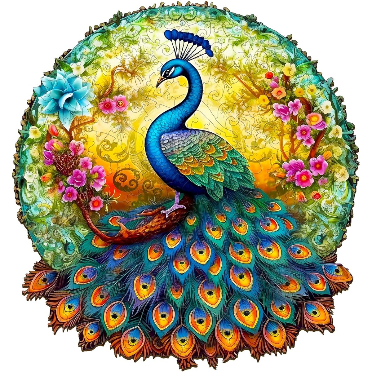WOODBESTS Wooden Jigsaw Puzzle for Adults Mandala Peacock Puzzle Large 290 Pieces 13.7" x 12.8" Beautiful Wooden Box Puzzle Wood Unique Shape Birthday Gift for Adults and Kids Family Game