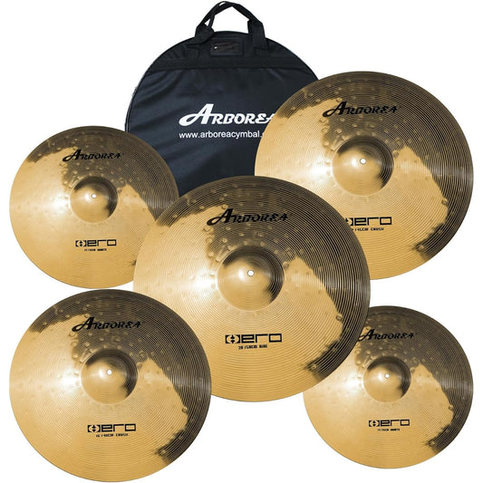 Arborea Cymbal Alloy Cymbal Drum Cymbal Pack 14"/16"/18"/20" Free Plus Cymbal Bag 5 Pieces Drum Cymbals