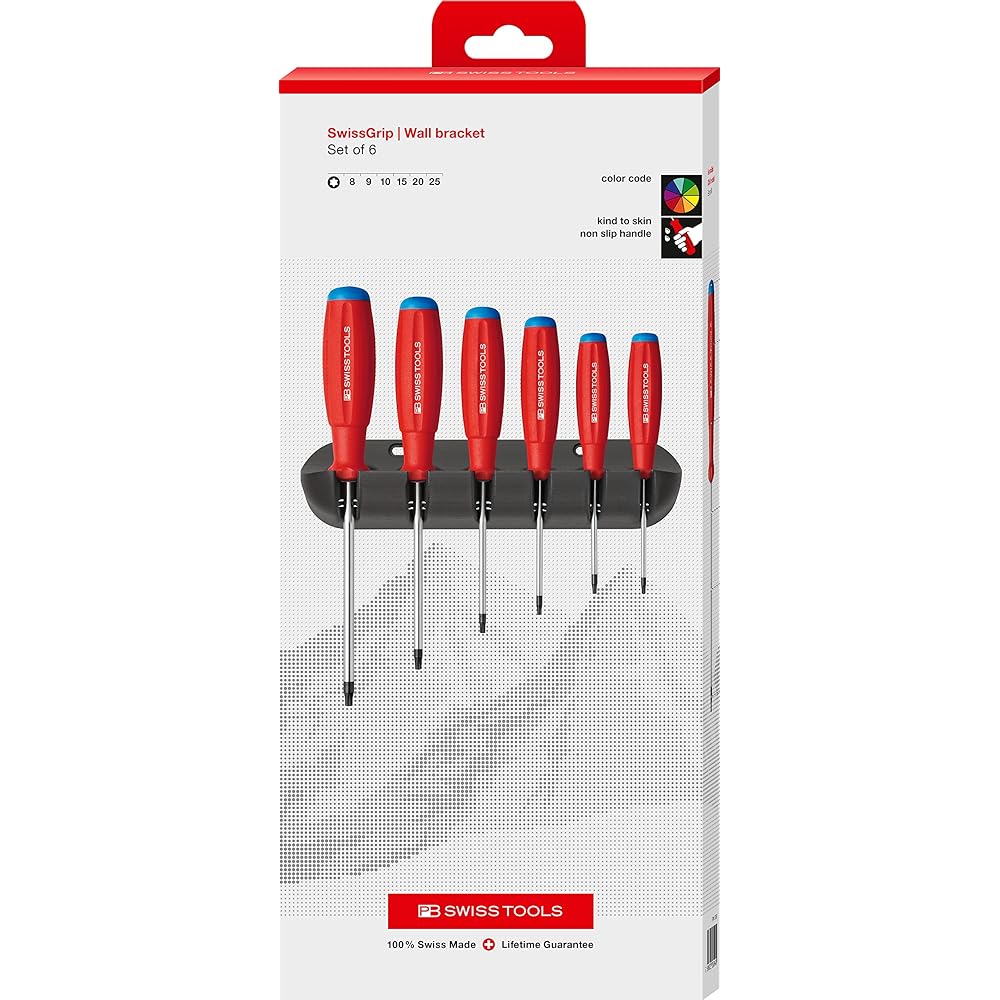PB SWISS TOOLS 6 Piece Swiss Grip Hex Lobe Driver Set with Holder Paper Box 8440.CBB