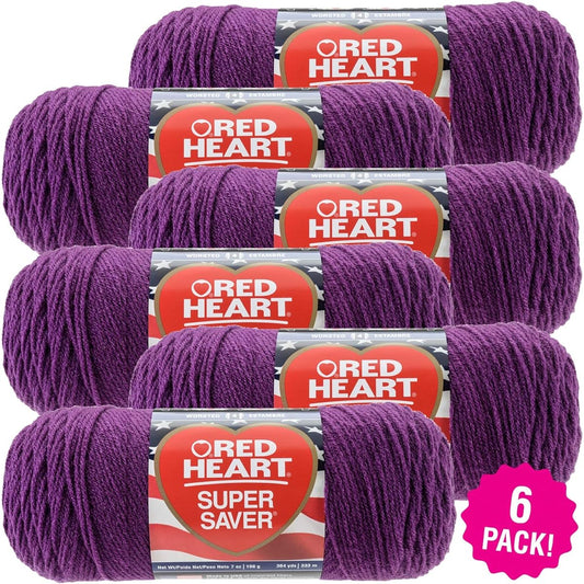 Red Heart Dark Orchid Super Saver Yarn 6 Pack