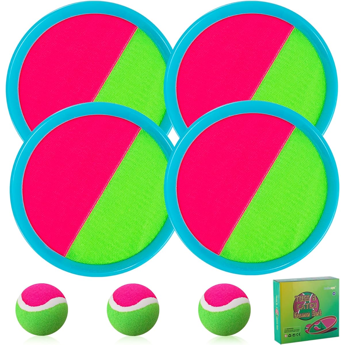 Outdoor Games for Kids - Outdoor Toys for 4-8 Year Olds, Throw and Catch Ball Set, 4 Paddles, 4 Balls, 1 Storage Bag, Yard Games for Kids/Boys/Girls, Christmas Birthday Gift, New Year Gift