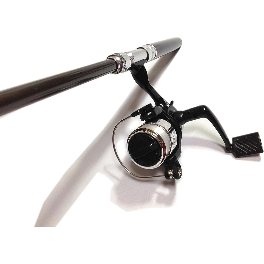 Closing dimensions 22cm Total length 150cm Minimum fishing rod Pen type portable rod Set with spinning reel Black