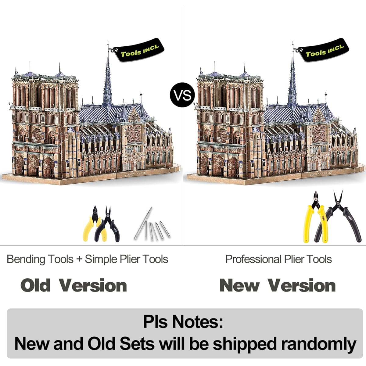 Piececool 3D Puzzle for Adults Notre Dame Cathedral Church Metal Puzzle DIY Tool Set Challenge French Cathedral Architectural Model Puzzle Best Gift